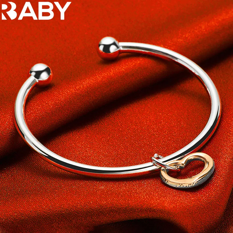 URBABY 925 Sterling Silver Gold Heart Bangles Bracelets For Woman Wedding Birthday Party Gift Lady Fashion Charm Jewelry
URBABY 925 Sterling Silver Gold Heart Bangles Bracelets For Woman Wedding Birthday Party Gift Lady Fashion Charm Jewelry