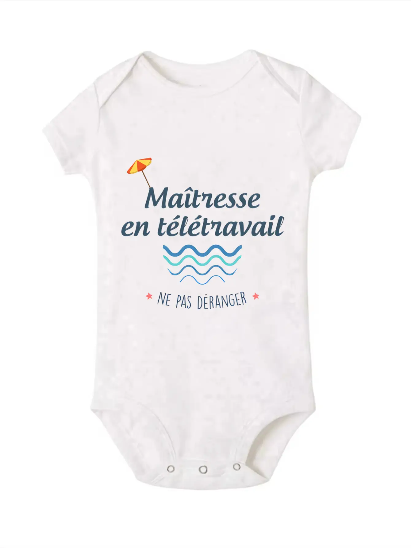 Short Sleeve Cotton Baby Bodysuit French Maitresse En Teletravail Letter Beach Print Newborn Onesie Teacher Gift Infant Romper
Short Sleeve Cotton Baby Bodysuit French Maitresse En Teletravail Letter Beach Print Newborn Onesie Teacher Gift Infant Romper