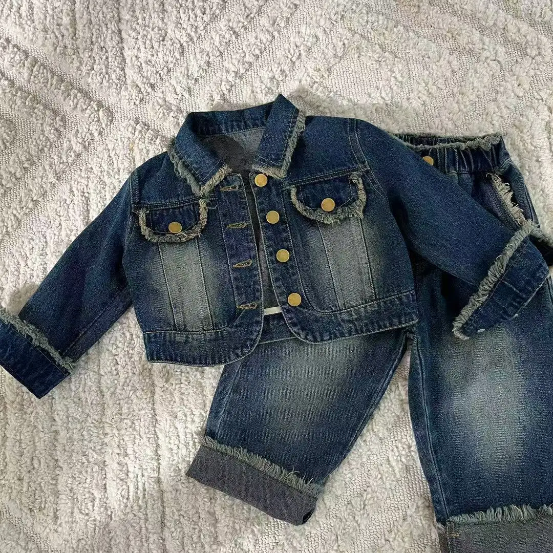 Girls' Denim Suit for Spring and Autumn New Style Stylish Medium To Large Children's Short Jacket Wide Leg Pants Two-piece Set
Girls' Denim Suit for Spring and Autumn New Style Stylish Medium To Large Children's Short Jacket Wide Leg Pants Two-piece Set