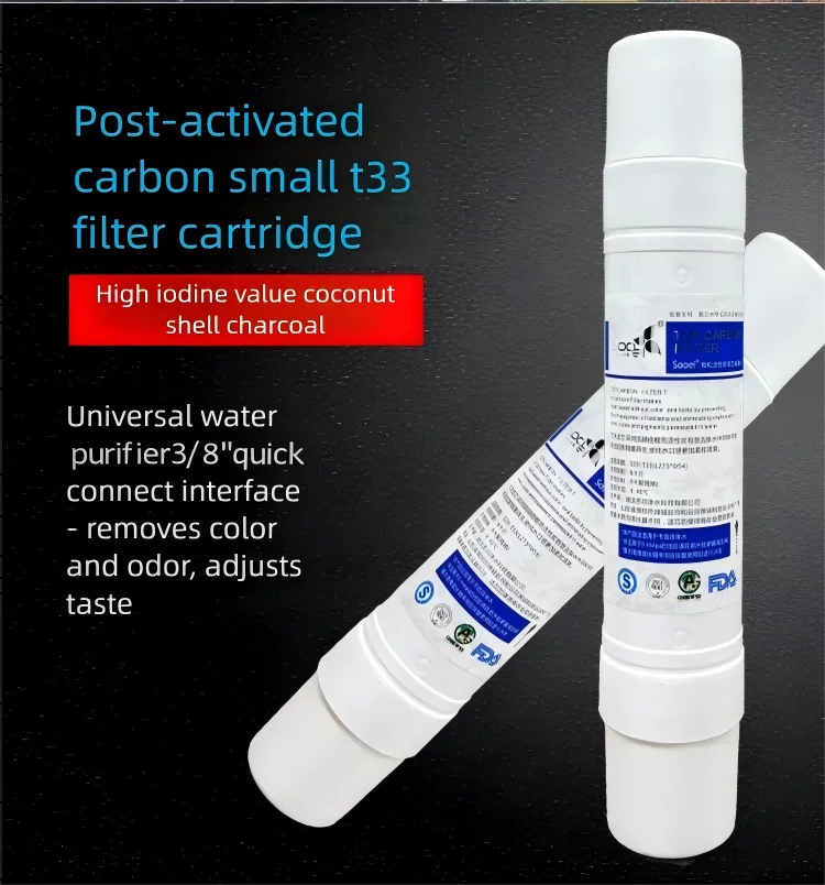 10 Inch Small T33 Post Carbon Filter Inline 3/8" Coconut Shell For RO Water Purifier
10 Inch Small T33 Post Carbon Filter Inline 3/8" Coconut Shell For RO Water Purifier