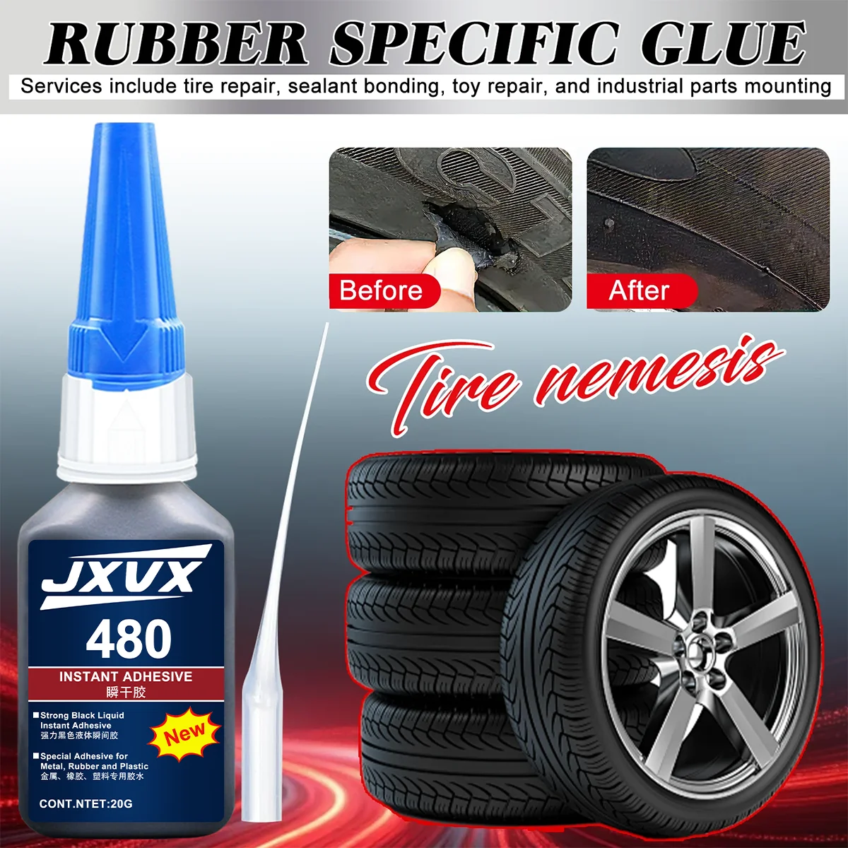 0.7oz 480 Black Super Glue Instant Quick-drying Black Cyanoacrylate Adhesive Leather Rubber Tyre, plastic Strong Bond Liquid Glue Tool,with distribution 1-5pcs .
0.7oz 480 Black Super Glue Instant Quick-drying Black Cyanoacrylate Adhesive Leather Rubber Tyre, plastic Strong Bond Liquid Glue Tool,with distribution 1-5pcs .