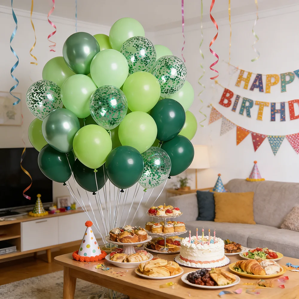 65Pcs Green Jungle Themed Series Metallic Green Confetti Balloons for Birthday Wedding Bridal Baby Shower Engagement Party Decor
65Pcs Green Jungle Themed Series Metallic Green Confetti Balloons for Birthday Wedding Bridal Baby Shower Engagement Party Decor
