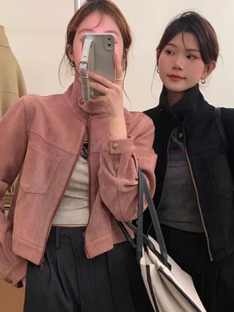 Women's Short Coat Jacket Retro Design Deer Skin Velvet Slimming Versatile Stand Collar Outerwear Top Spring Autumn New Style
Women's Short Coat Jacket Retro Design Deer Skin Velvet Slimming Versatile Stand Collar Outerwear Top Spring Autumn New Style
