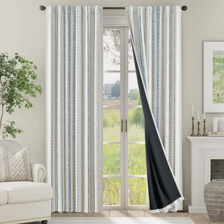 100 Blackout Curtains 84 Inches Long for Bedroom, Boho Insulated Curtains Blue Printed on Beige Geometric Drapes Back Tab Rod Po
100 Blackout Curtains 84 Inches Long for Bedroom, Boho Insulated Curtains Blue Printed on Beige Geometric Drapes Back Tab Rod Po