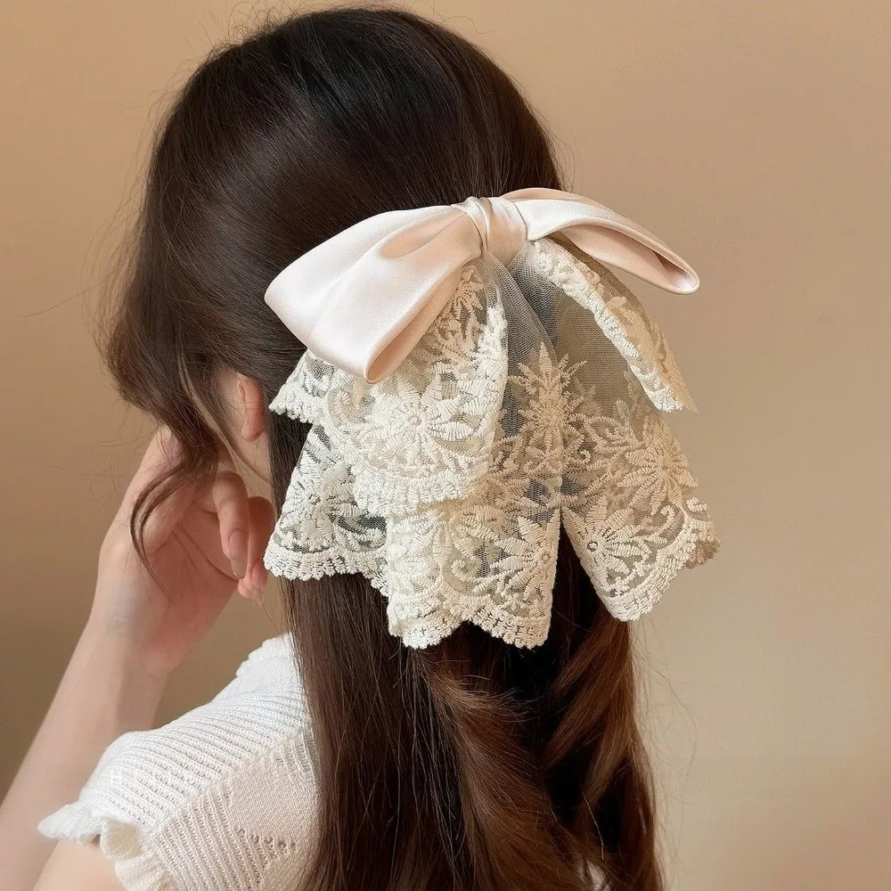 Bowknot Bow Ponytail Hair Grip Vintage Embroidered Mesh French Lace Hair Clip Elegant Temperament Satin Hair Accessories Bridal
Bowknot Bow Ponytail Hair Grip Vintage Embroidered Mesh French Lace Hair Clip Elegant Temperament Satin Hair Accessories Bridal