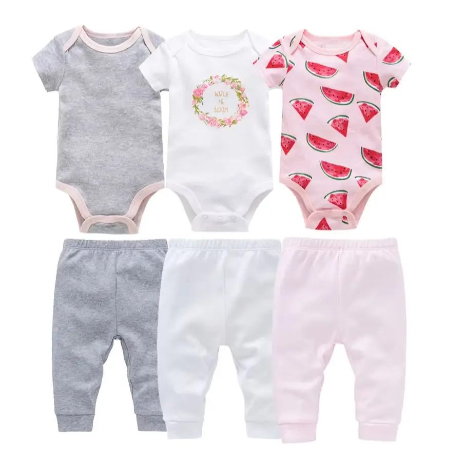 6Pcs Baby Girls Clothing Set - 3 Short Sleeve Bodysuits + 3 Pants Floral Print Cotton Outfit for Newborn Infant 0-12M
6Pcs Baby Girls Clothing Set - 3 Short Sleeve Bodysuits + 3 Pants Floral Print Cotton Outfit for Newborn Infant 0-12M