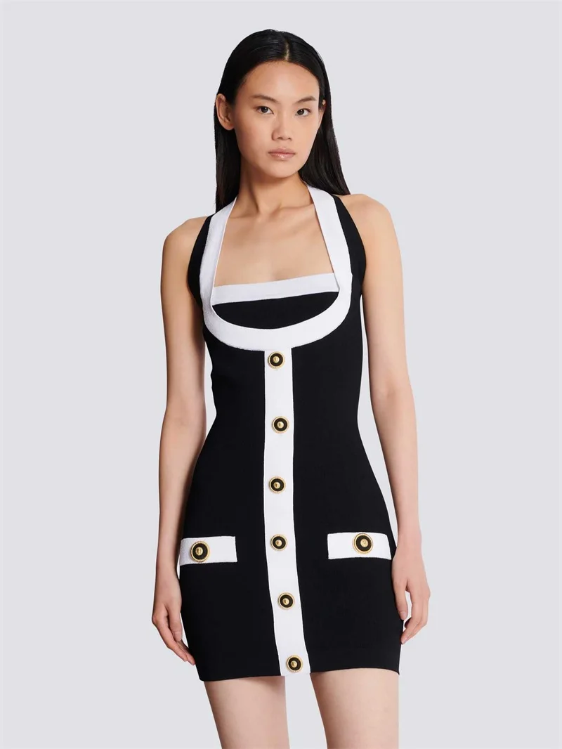 Halter With Buttons Zipper Women's Prom Dress Backless Sleeveless Party Gown Black Sheath Slim Evening Skirt New Design In Stock
Halter With Buttons Zipper Women's Prom Dress Backless Sleeveless Party Gown Black Sheath Slim Evening Skirt New Design In Stock