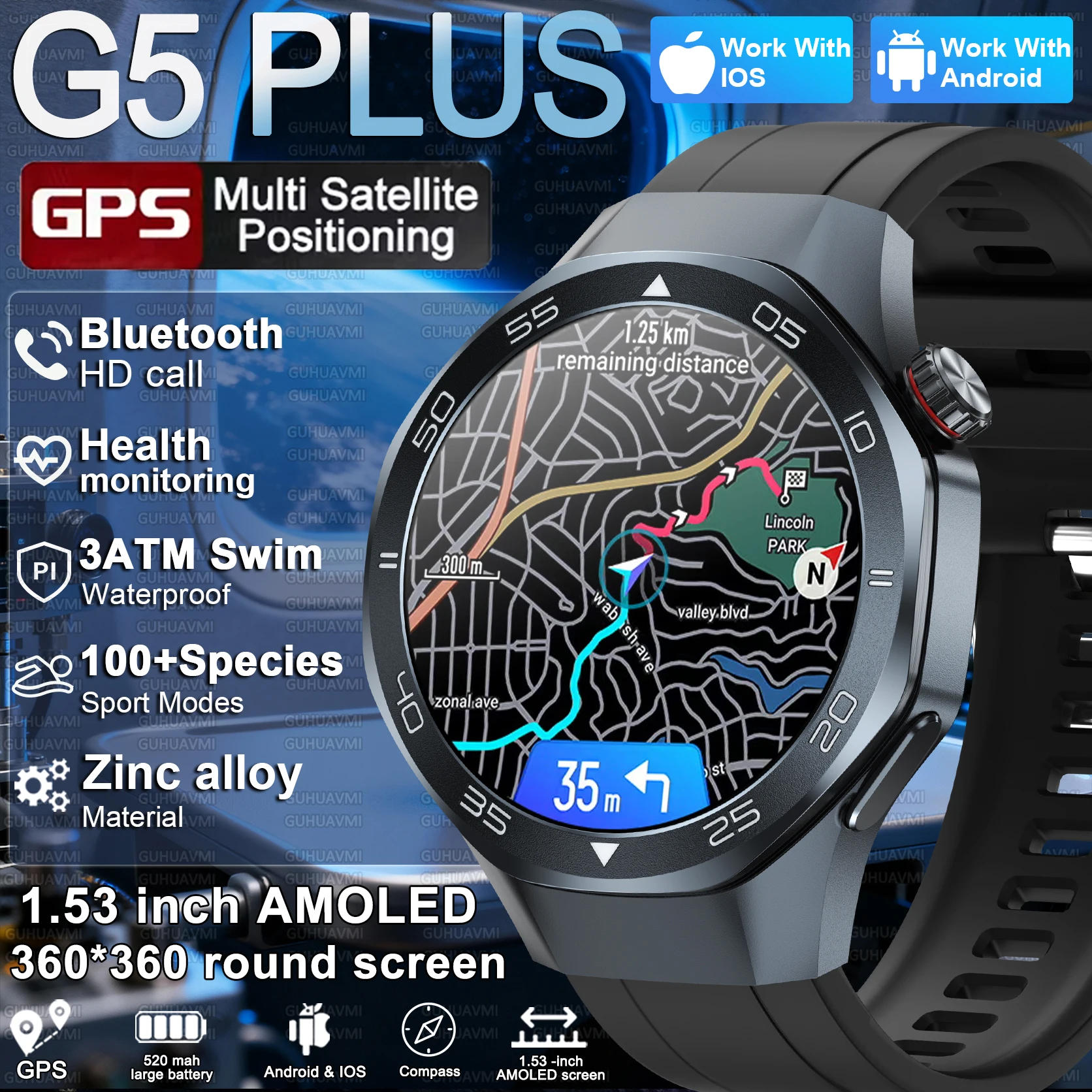 Sports Business GT5 PLUS GPS Smart Watch Men 360*360 HD AMOLED Screen Heart Rate Bluetooth Call 3ATM Waterproof Man Smart Watch
Sports Business GT5 PLUS GPS Smart Watch Men 360*360 HD AMOLED Screen Heart Rate Bluetooth Call 3ATM Waterproof Man Smart Watch