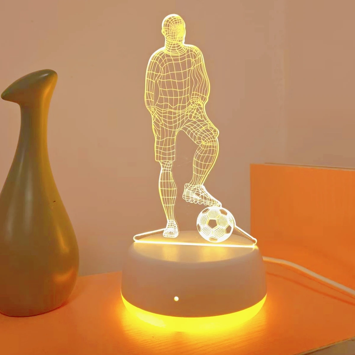 USB football player 3D night light, monochrome LED light, bedroom atmosphere and home decoration, football fans, holiday gifts
USB football player 3D night light, monochrome LED light, bedroom atmosphere and home decoration, football fans, holiday gifts
