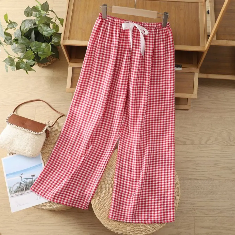 Comfortable Stripe Casual Pants Women High Waist Sweet Plaid Pajama Pants Nightwear Baggy Wide Leg Home Trousers Teenagers
Comfortable Stripe Casual Pants Women High Waist Sweet Plaid Pajama Pants Nightwear Baggy Wide Leg Home Trousers Teenagers