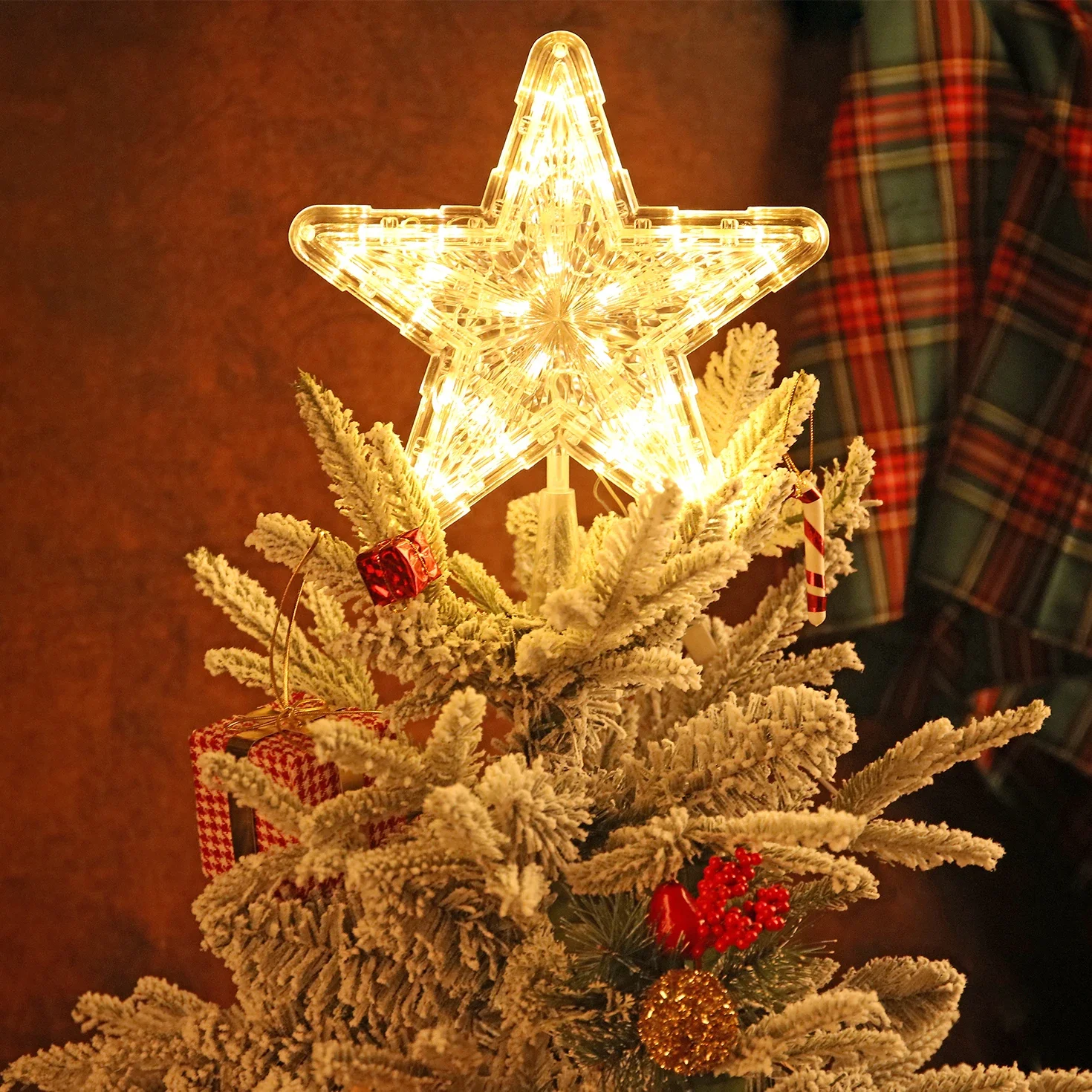 Lighting Christmas tree top stars Warm luminous star ornaments Window arrangement Christmas tree top decorations with lights
Lighting Christmas tree top stars Warm luminous star ornaments Window arrangement Christmas tree top decorations with lights