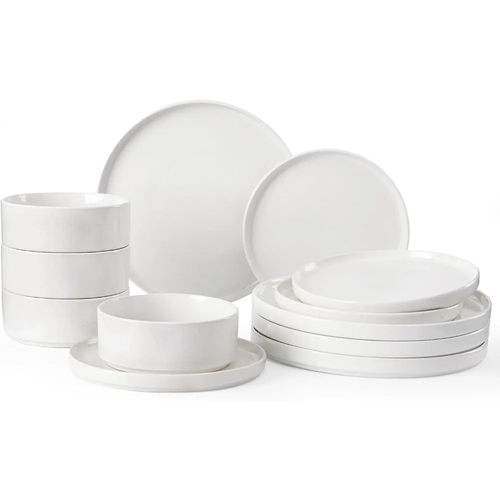 Famiware Nebula Plates and Bowls Set, 12 Pieces Dinnerware Sets, Dishes Set for 4, White
Famiware Nebula Plates and Bowls Set, 12 Pieces Dinnerware Sets, Dishes Set for 4, White
