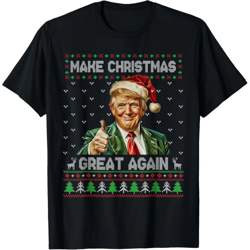 Funny Trump Christmas shirt make Christmas great again T-shirt loose men's and women's clothing
Funny Trump Christmas shirt make Christmas great again T-shirt loose men's and women's clothing