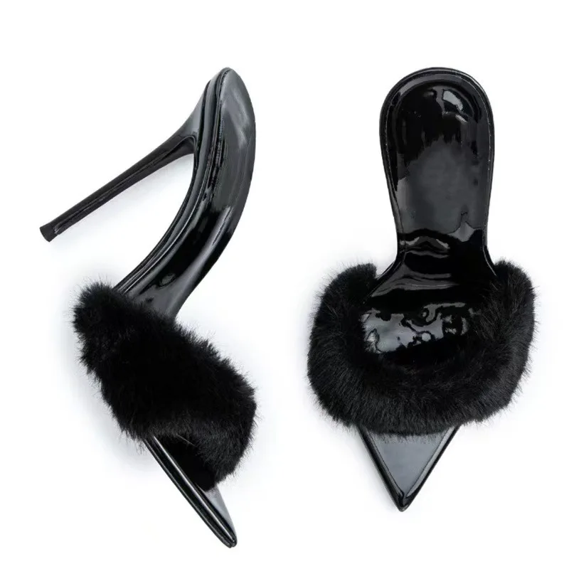 12Cm Fashion Sandals Black Pointed Rabbit Women Shoes High Heels
12Cm Fashion Sandals Black Pointed Rabbit Women Shoes High Heels