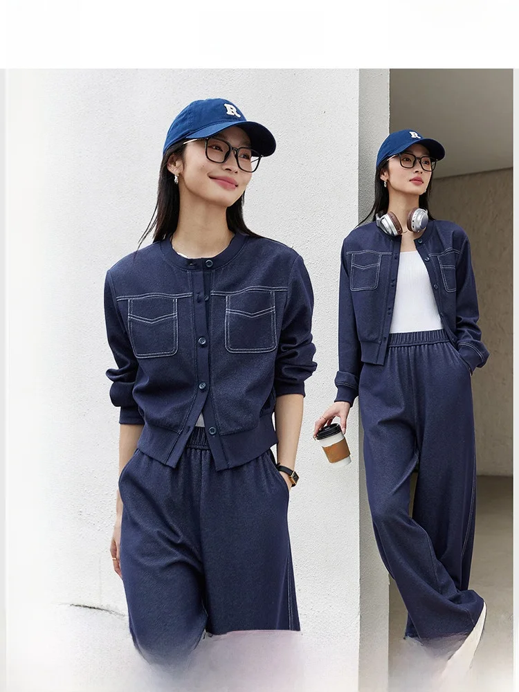 Stylish Slim Fit Denim Blue Women's Set Spring 2026 New Arrival Two-Piece Suit with Wide Leg Pants And Long Sleeve Top
Stylish Slim Fit Denim Blue Women's Set Spring 2026 New Arrival Two-Piece Suit with Wide Leg Pants And Long Sleeve Top