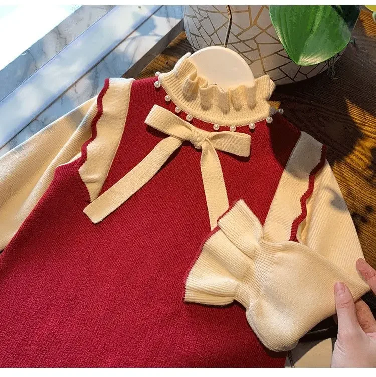 New Baby Girls Knitted Sweaters Dress Elegant Girl Kids Beaded Bow Collar Knit Dresses Children Autumn Winter Clothes Vestidos
New Baby Girls Knitted Sweaters Dress Elegant Girl Kids Beaded Bow Collar Knit Dresses Children Autumn Winter Clothes Vestidos