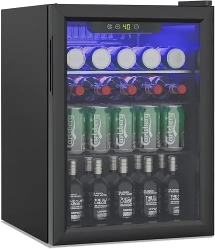 Eriv Compact Beverage Refrigerator, 105 Can/2.7 Cu Feet Fridge with Glass Front Door for Soda, r or Wine, Under Counter
Eriv Compact Beverage Refrigerator, 105 Can/2.7 Cu Feet Fridge with Glass Front Door for Soda, r or Wine, Under Counter