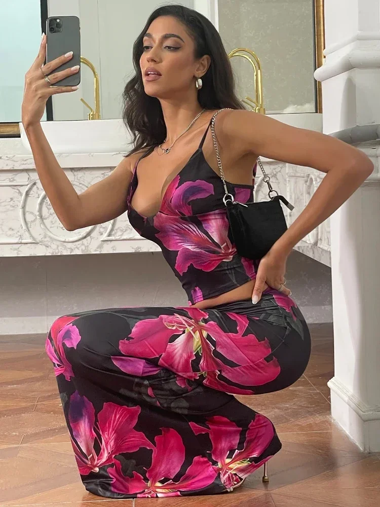 Ueteey Sexy Matching Suit Floral Print Tops Camisole Midi Skirt Dress Set Women Outfits Y2K Clothes Lady Party Club Streetwear 
Ueteey Sexy Matching Suit Floral Print Tops Camisole Midi Skirt Dress Set Women Outfits Y2K Clothes Lady Party Club Streetwear