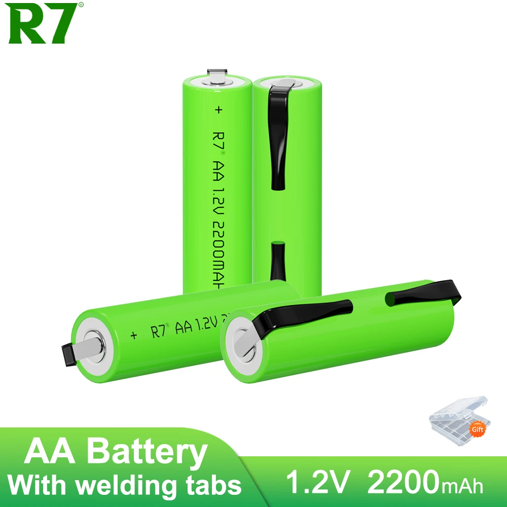 R7 1.2V 2200mah Original AA Rechargeable Battery AA Ni-MH Battery with Solder Pins for DIY Electric Razor toothbrush Toys
R7 1.2V 2200mah Original AA Rechargeable Battery AA Ni-MH Battery with Solder Pins for DIY Electric Razor toothbrush Toys