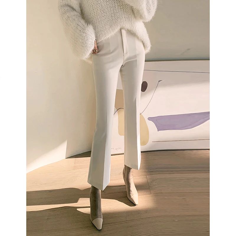 High Waist Trousers Women's Spring Summer 2026 New Small Size Nine Points Suit Pants Drapey OL Professional Micro Flared Pants
High Waist Trousers Women's Spring Summer 2026 New Small Size Nine Points Suit Pants Drapey OL Professional Micro Flared Pants