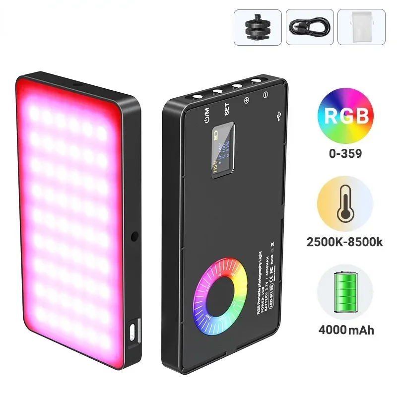 RGB 126 LED Atmosphere Light Fill Light 24 Kinds of Scene Mode RGB Combination CCT Mode 3000K-6500K Photo Studio Lamp 1/4 Hole
RGB 126 LED Atmosphere Light Fill Light 24 Kinds of Scene Mode RGB Combination CCT Mode 3000K-6500K Photo Studio Lamp 1/4 Hole