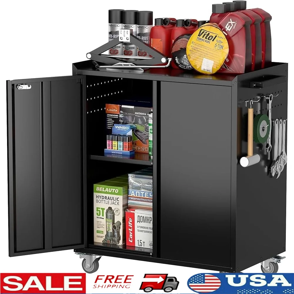 Heavy Duty Metal Storage Cabinet with 2 Doors 4 Hooks Mobile Tool Chest Garage Organizer Rolling Tool Cabinet Rust Proof Durable
Heavy Duty Metal Storage Cabinet with 2 Doors 4 Hooks Mobile Tool Chest Garage Organizer Rolling Tool Cabinet Rust Proof Durable