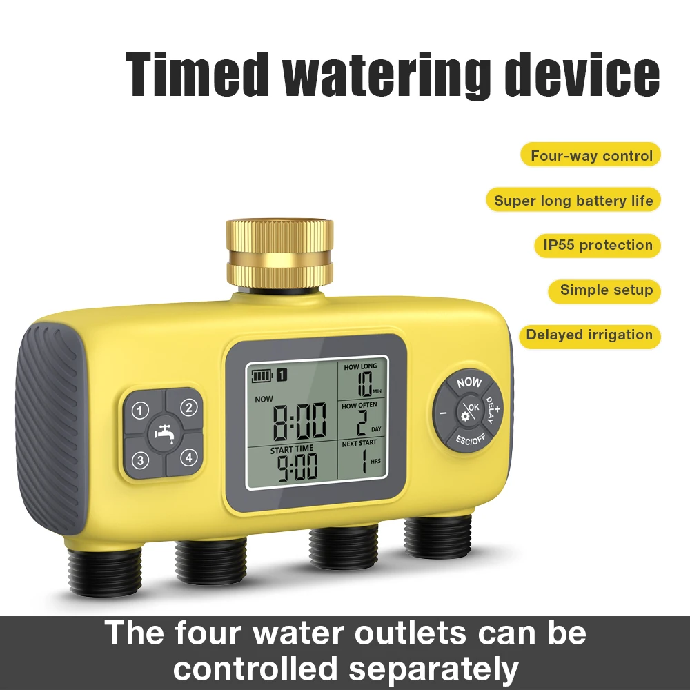 4 Zone Garden Water Timer Automatic Drip Irrigation Controller with Rain Delay 4 Outlet Programmable Lawn Sprinkler System
4 Zone Garden Water Timer Automatic Drip Irrigation Controller with Rain Delay 4 Outlet Programmable Lawn Sprinkler System