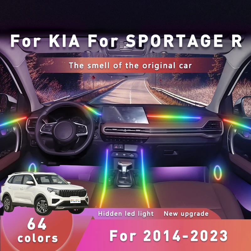 FILIPLI For KIA SPORTAGE R For 2014-2023 DIY Car Interior Mood LED Strip 64 RGB Voice Control Car Ambient Lights Easy To Install
FILIPLI For KIA SPORTAGE R For 2014-2023 DIY Car Interior Mood LED Strip 64 RGB Voice Control Car Ambient Lights Easy To Install