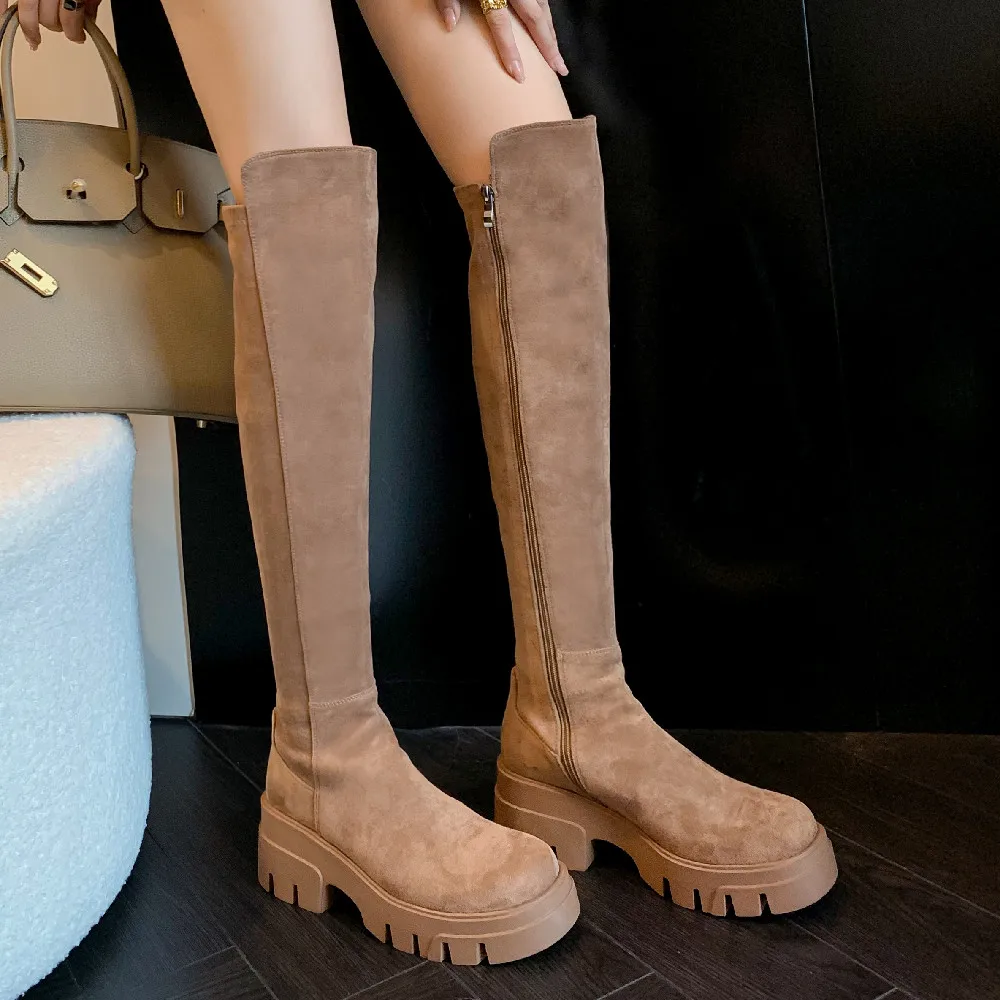 Women's flock thick sole platform flats autumn over the knee boots casual female slim long winter boots shoes for women 2023 new
Women's flock thick sole platform flats autumn over the knee boots casual female slim long winter boots shoes for women 2023 new