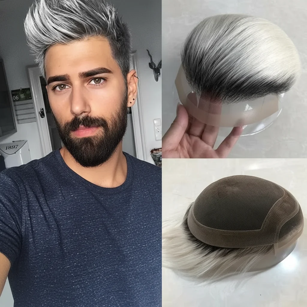Mono Base Lace With PU Toupee 100% Human Hair For Senior Men Gray Mix Colors 1B20 1B60 1B80 Men Hair Replacement
Mono Base Lace With PU Toupee 100% Human Hair For Senior Men Gray Mix Colors 1B20 1B60 1B80 Men Hair Replacement