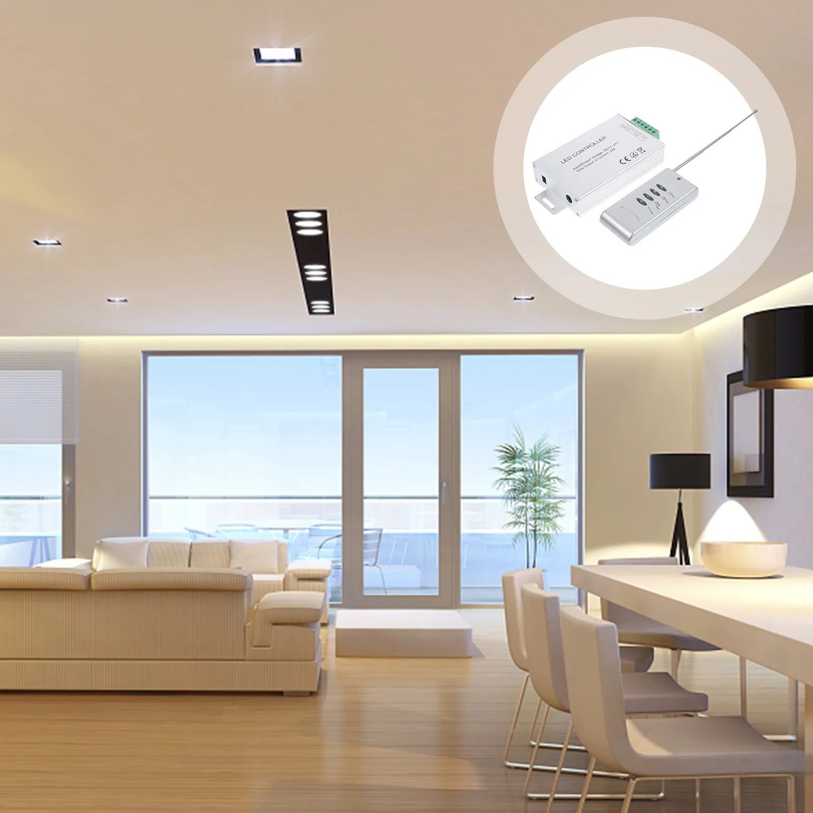 Контроллер LED-ленты с беспроводным пультом на 24 кнопки, DC 12-24В, выход PWM 24А, для светодиодных лент, с функцией ограничения длины
Контроллер LED-ленты с беспроводным пультом на 24 кнопки, DC 12-24В, выход PWM 24А, для светодиодных лент, с функцией ограничения длины