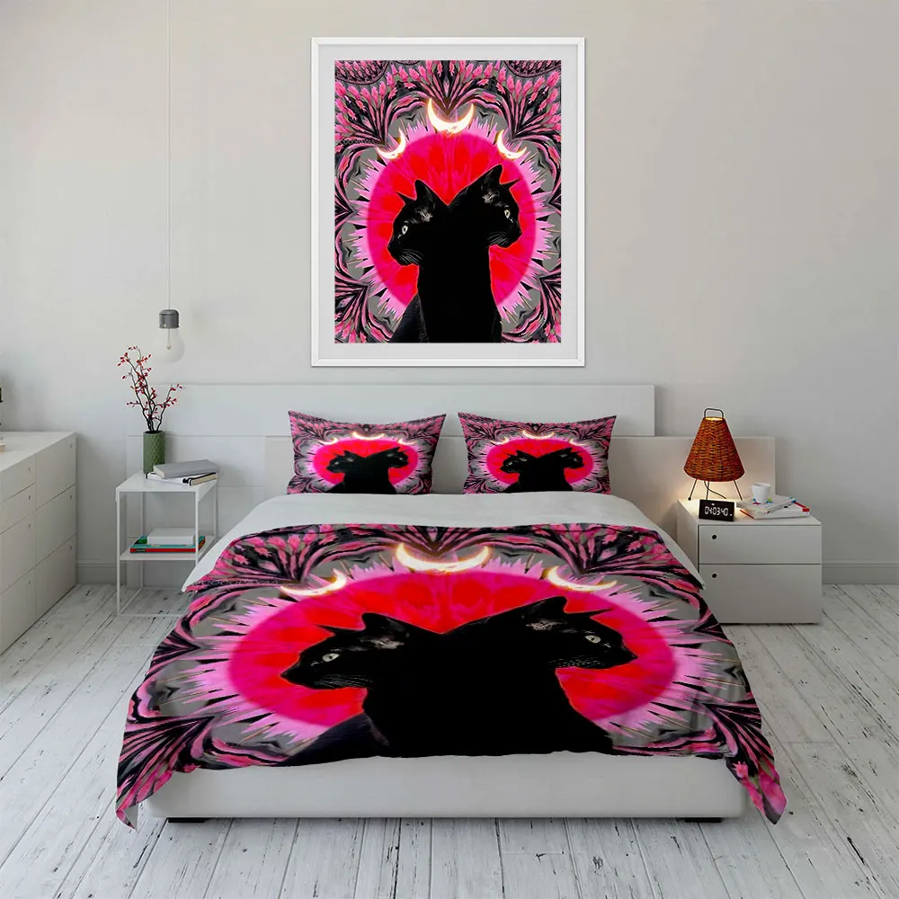 "Black Cat Moon Decor Set" Bedding Set with 1 Duvet Cover 2 Pillowcases Single Double King Queen, Gift
"Black Cat Moon Decor Set" Bedding Set with 1 Duvet Cover 2 Pillowcases Single Double King Queen, Gift