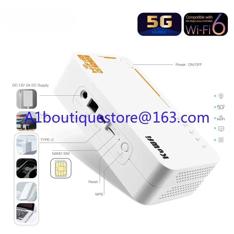 WiFi 6 pocket router supports 2.4g/5G frequency mobile use C160 portable 5G CPE ax3600 4000mAh battery
WiFi 6 pocket router supports 2.4g/5G frequency mobile use C160 portable 5G CPE ax3600 4000mAh battery