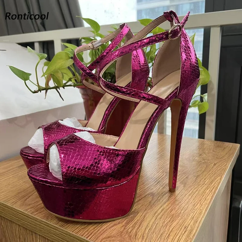 Ronticool New Arrival Women Summer Sandals Sexy Snake Stiletto Heels Open Toe Pretty Fuchsia Party Shoes Ladies US Size 5-20
Ronticool New Arrival Women Summer Sandals Sexy Snake Stiletto Heels Open Toe Pretty Fuchsia Party Shoes Ladies US Size 5-20