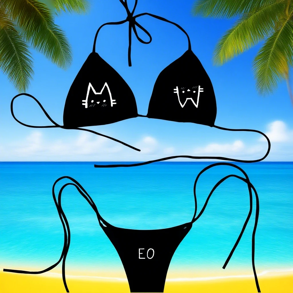 Women's bikini DIY print Korean Y2K daily emo cat pattern daily versatile sexy black bikini
Women's bikini DIY print Korean Y2K daily emo cat pattern daily versatile sexy black bikini