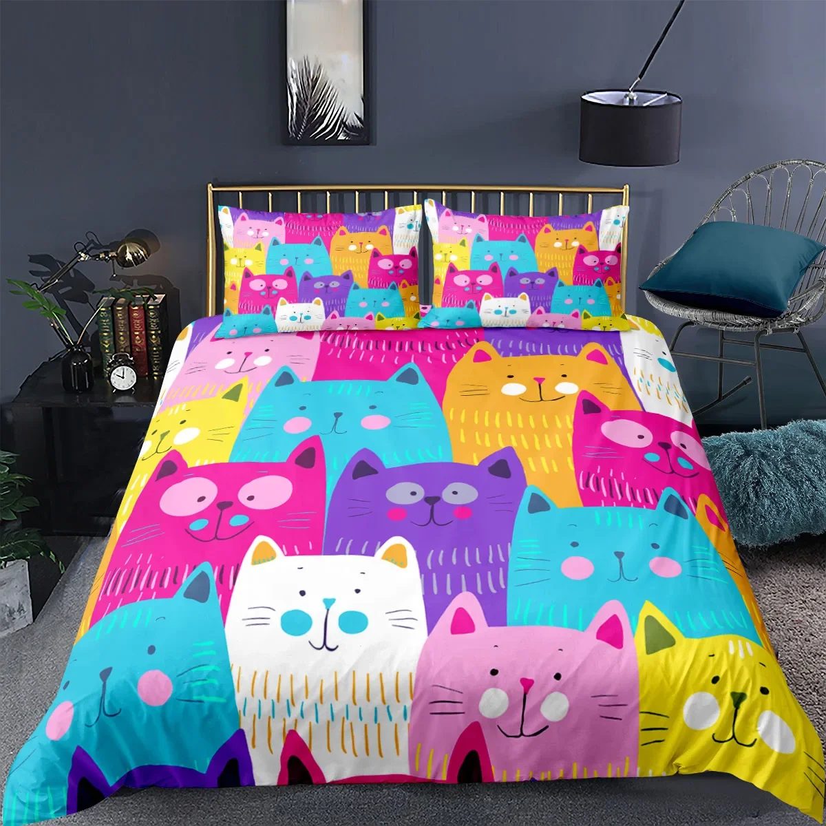 Cartoon Cat Duvet Cover Set Cartoon Animal Print Bedding Set With Pillowcase 2/3pcs Comforter Cover For Bedroom Decor
Cartoon Cat Duvet Cover Set Cartoon Animal Print Bedding Set With Pillowcase 2/3pcs Comforter Cover For Bedroom Decor