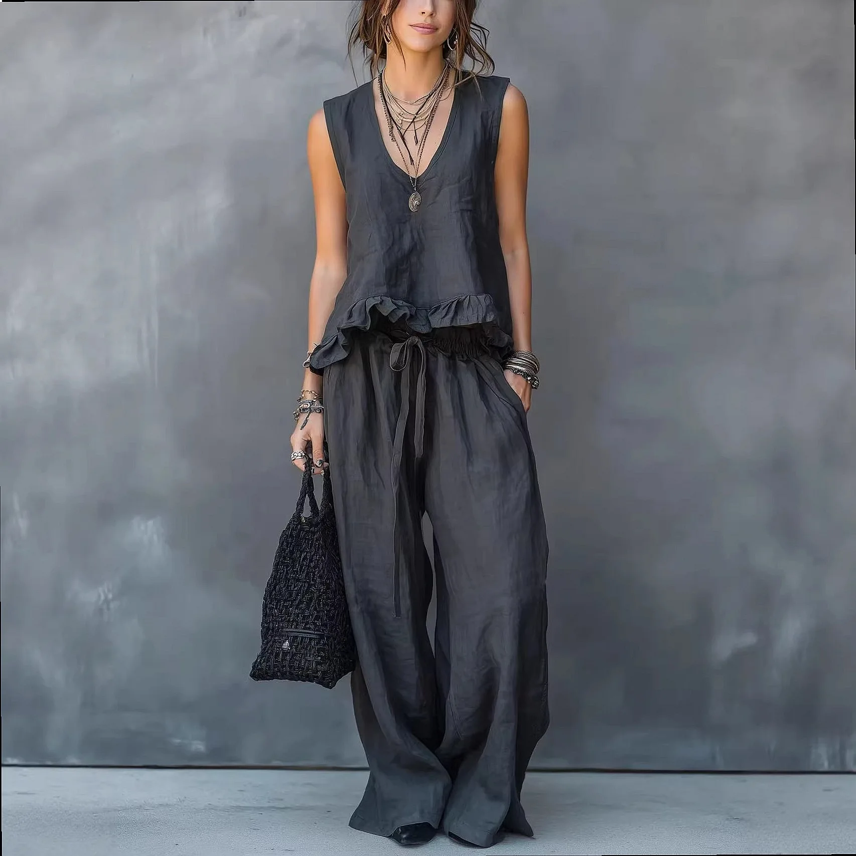 Women V Neck Sleeveless Ruffle Jumpsuit Casual Overall Playsuit Spring Summer
Women V Neck Sleeveless Ruffle Jumpsuit Casual Overall Playsuit Spring Summer