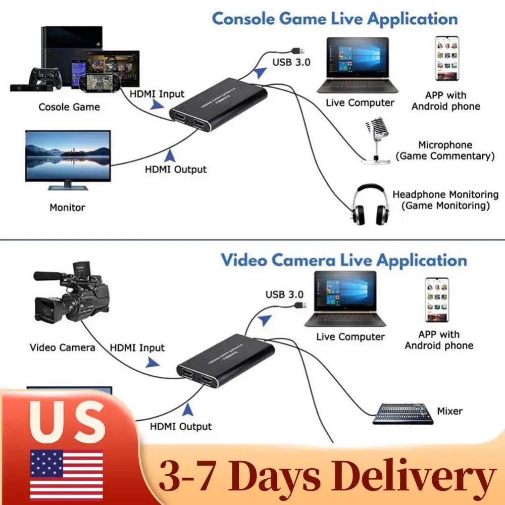 USB3.0 HDMI-compatible Recorder 4K 60HZ HDMI-compatible Live Streaming Capture HD Game Recording Card for PS4 Game Use
USB3.0 HDMI-compatible Recorder 4K 60HZ HDMI-compatible Live Streaming Capture HD Game Recording Card for PS4 Game Use