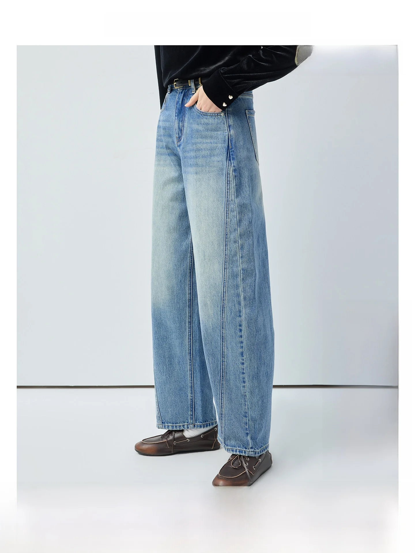 Vega Chang Women's Curved Blade Jeans Spring New Arrival Drapey Versatile High Waist Straight Leg Blue Denim Casual Trousers
Vega Chang Women's Curved Blade Jeans Spring New Arrival Drapey Versatile High Waist Straight Leg Blue Denim Casual Trousers
