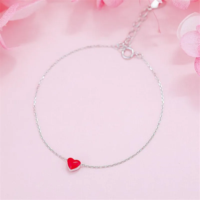 New Fashion Beautiful 925 Sterling Silver Jewelry Bracelets Love Red Heart Simple Personality Sweet Bracelets SL065
New Fashion Beautiful 925 Sterling Silver Jewelry Bracelets Love Red Heart Simple Personality Sweet Bracelets SL065