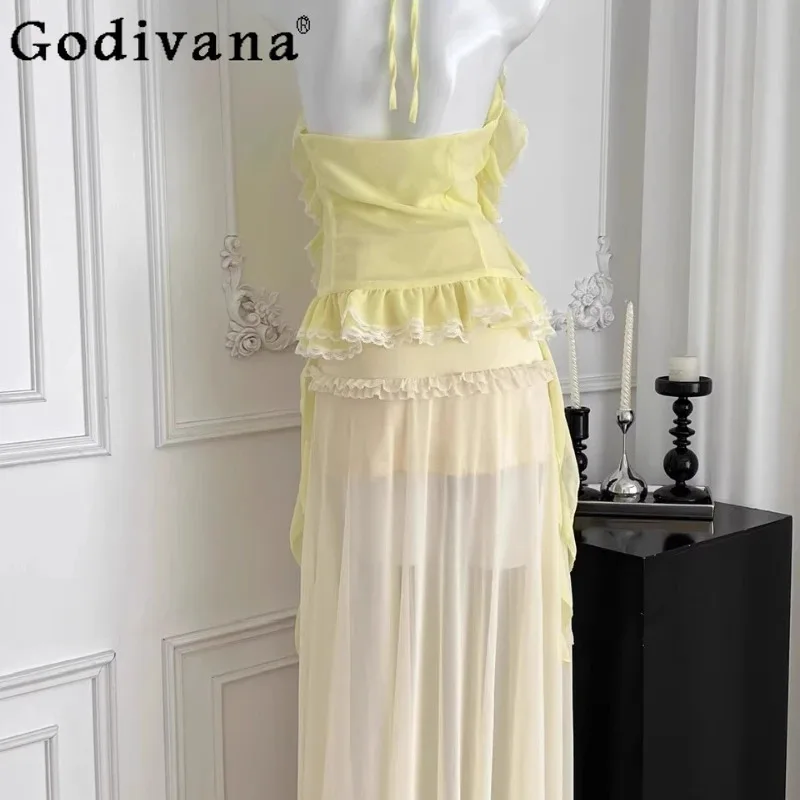 CySummer Flower Lolita Outfit Girls Pure Desire Кружевной комплект из топа и юбки Женский асимметричный шифоновый жилет Юбка-миди Сладкие костюмы 
CySummer Flower Lolita Outfit Girls Pure Desire Кружевной комплект из топа и юбки Женский асимметричный шифоновый жилет Юбка-миди Сладкие костюмы