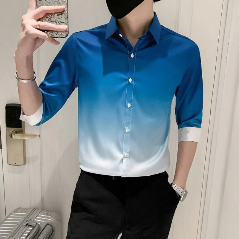 Fashion Design Men's Cropped Sleeve Shirt Summer Casual Gradient Color Top Lightweight Stylish Wear
Fashion Design Men's Cropped Sleeve Shirt Summer Casual Gradient Color Top Lightweight Stylish Wear