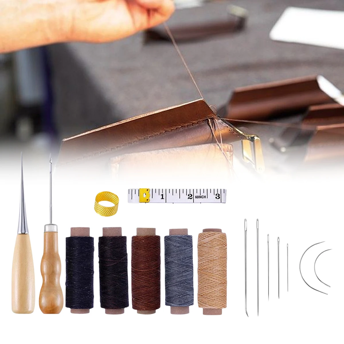 16PCS Leather Craft Tool Kit Leather Hand Sewing Repair Kit Stitching Punch Carving Work Groover Set DIY Tool Set Professional
16PCS Leather Craft Tool Kit Leather Hand Sewing Repair Kit Stitching Punch Carving Work Groover Set DIY Tool Set Professional