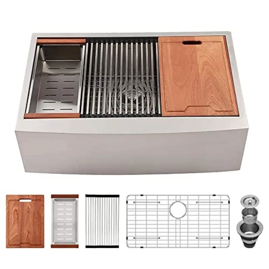30 Kitchen Sink Apron Front 30X22 Inch Farmhouse Sink Workstation 16 Gauge Stainless Steel Single Bowl Handmade Kitchen Farm Si
30 Kitchen Sink Apron Front 30X22 Inch Farmhouse Sink Workstation 16 Gauge Stainless Steel Single Bowl Handmade Kitchen Farm Si