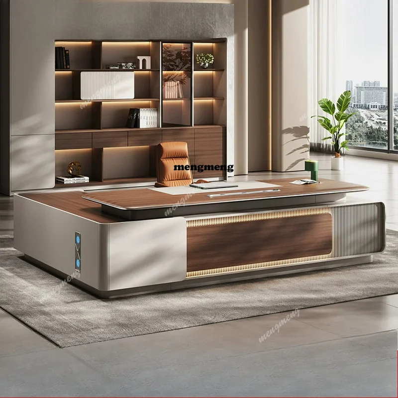 Senior sense boss desk light luxury manager desk and chair combination simple blister process president's room large class table
Senior sense boss desk light luxury manager desk and chair combination simple blister process president's room large class table