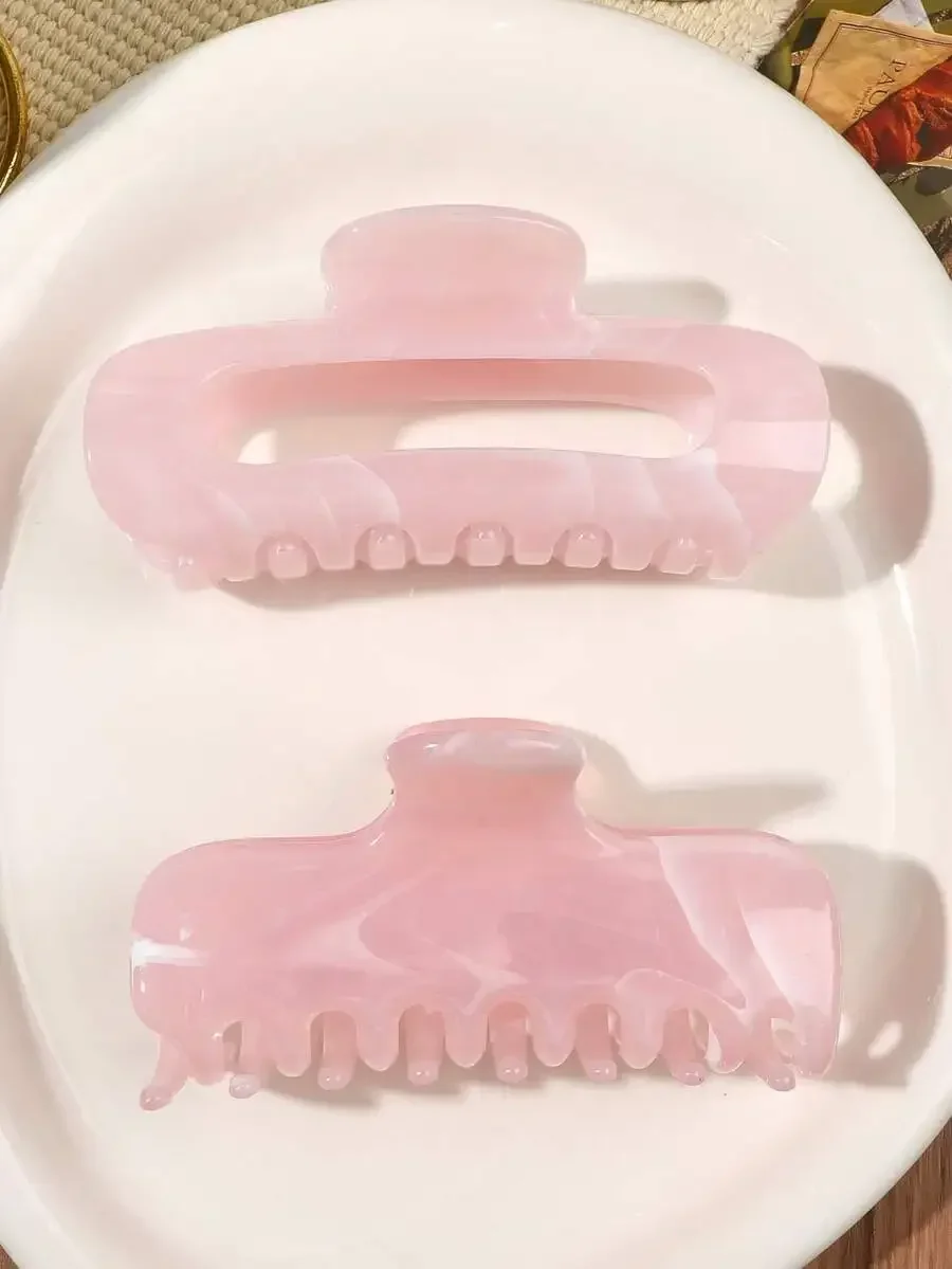 2pcs Glossy Pink Marble Large Hair Claw Clips For Women Elegant Daily Hair Accessories
2pcs Glossy Pink Marble Large Hair Claw Clips For Women Elegant Daily Hair Accessories