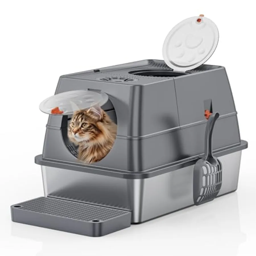 Stainless Steel Litter Box with Lid XL Large Enclosed High Sided Covered Metal Steel Cat Litter Box with Steps Scoop Easy Clean
Stainless Steel Litter Box with Lid XL Large Enclosed High Sided Covered Metal Steel Cat Litter Box with Steps Scoop Easy Clean