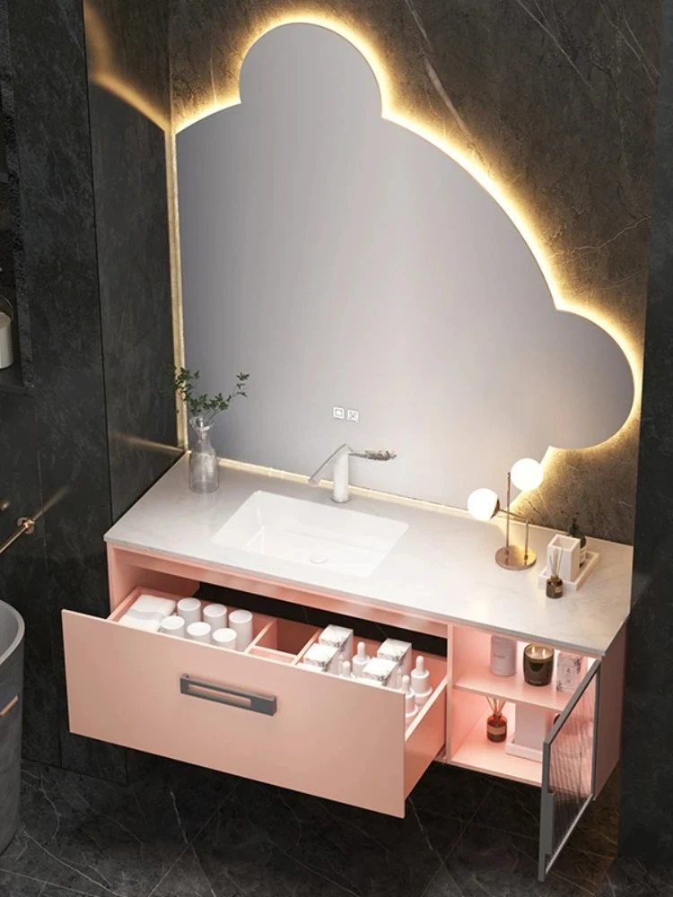 Stone Plate Bathroom Cabinet Combination Solid Wood Simplicity Modern Washbasin High-End Art Wash Basin Pink
Stone Plate Bathroom Cabinet Combination Solid Wood Simplicity Modern Washbasin High-End Art Wash Basin Pink