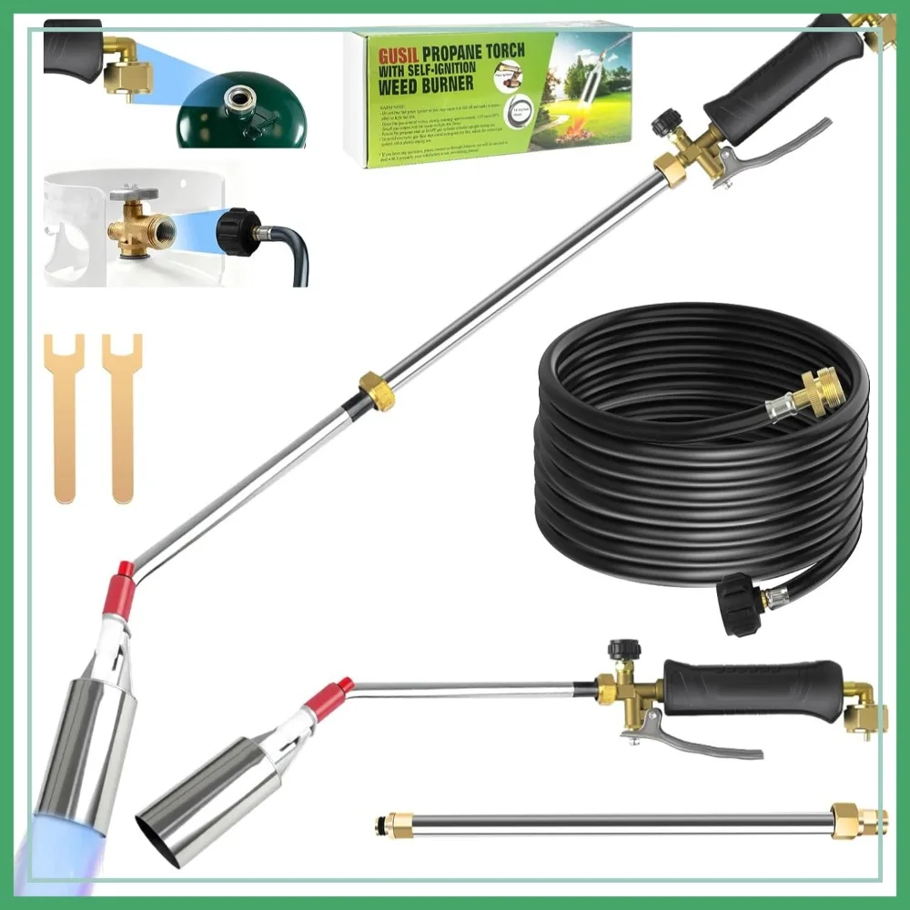 Propane Weed Torch, High Output Blow Torch with 14FT Hose, Extended Detachable Self-Igniter & Turbo Trigger for Weeding, Roofing, Melting Snow, Road Paint Removing
Propane Weed Torch, High Output Blow Torch with 14FT Hose, Extended Detachable Self-Igniter & Turbo Trigger for Weeding, Roofing, Melting Snow, Road Paint Removing