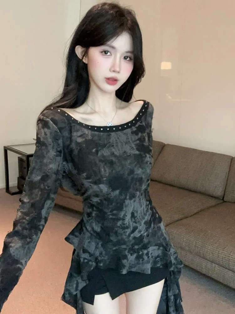 Retro Style Long Sleeve T-Shirt Women's Chic Hat One Shoulder Print Ruffle Cold Tone Spring Summer Top Vintage Fashion
Retro Style Long Sleeve T-Shirt Women's Chic Hat One Shoulder Print Ruffle Cold Tone Spring Summer Top Vintage Fashion